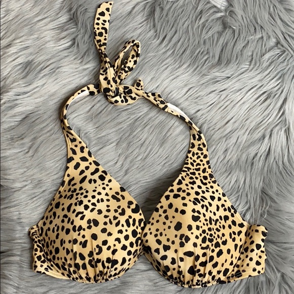 Victoria's Secret Other - Victoria’s Secret cheetah halter bikini top 36C